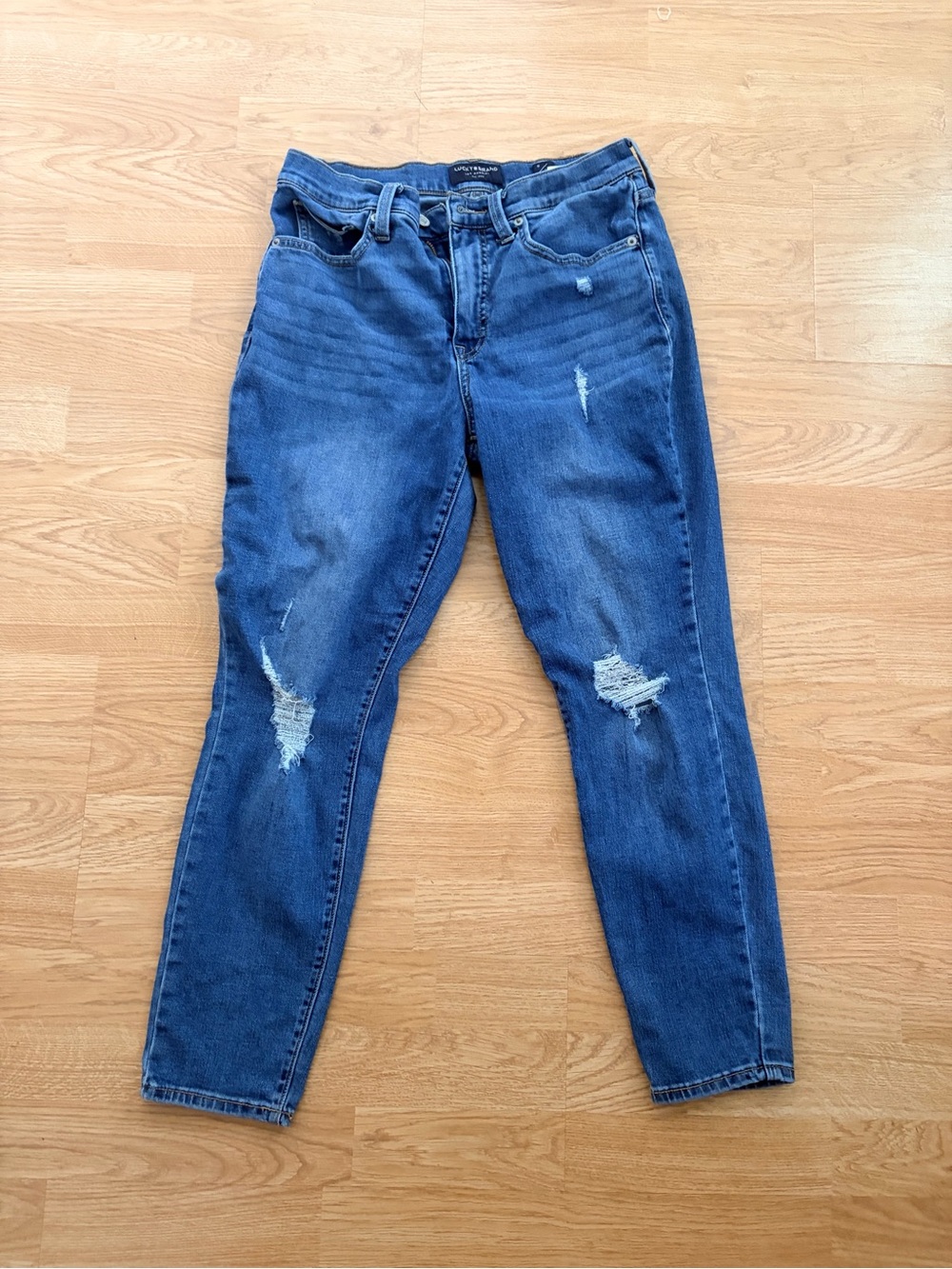 Lucky Brand Women's Distressed Blue Boyfriend Jeans